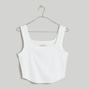 Madewell White Ribbed Tank Top